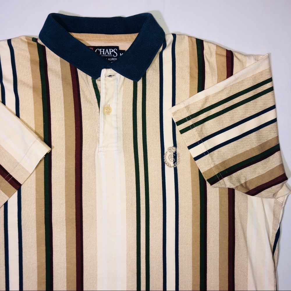 VTG Chaps Ralph Lauren Striped Polo Size Medium
